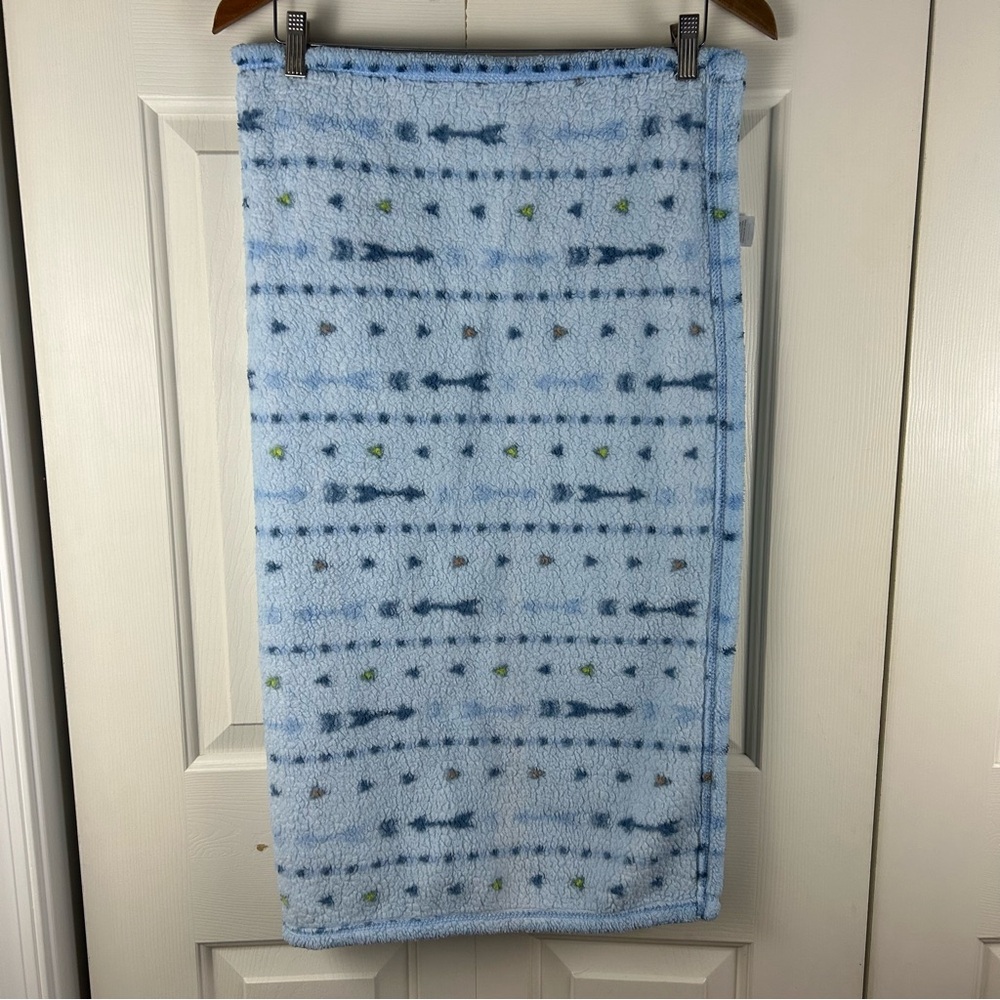 Chick Pea Blue Arrows Baby Blanket Orange Yellow Triangle Stripes Security Lovey - Picture 8 of 8